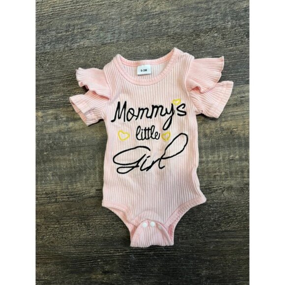 Ribbed Ruffle Sleeve Bodysuit Mommy's Little Girl Infant 0-3M - Picture 4 of 5
